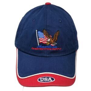 Magic Headwear Blue Red Baseball Cap Strapback Hat OS Construction Eagle USA